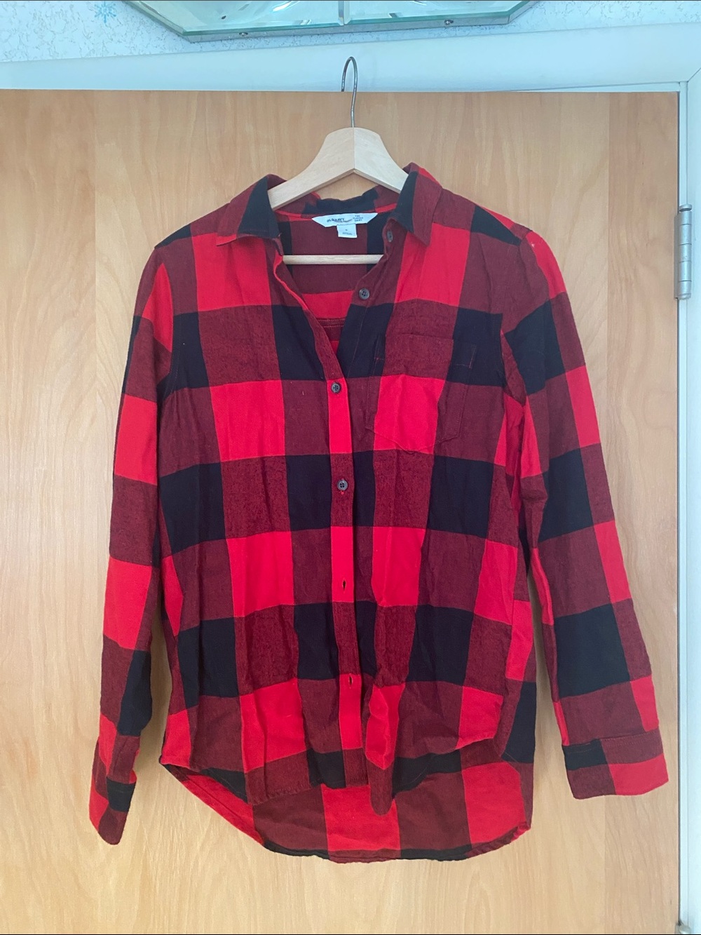 Old Navy Red and Black Buffalo Plaid Button-Down Shirt